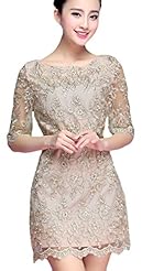 Belted Vintage Lace Embroidered Spring  Dress