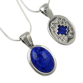 Reversible Silver Jewelry Lapis Pendant with Zia Cutout