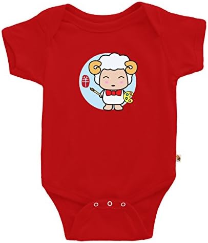 TeezBee Baby Year Of The Goat Cute Chinese Zodiac Onesie 12-18 Months Red