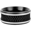 Inox Jewelry 316L Stainless Steel Black Rubber Tire Ring