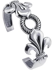 Sterling Silver Vintage Fleur De Lis Cuff Bracelet 25mm