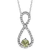 10k White Gold Diamond and Peridot Infinity Pendant (1 10 cttw, I-J Color, I3 Clarity), 18