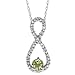 10k White Gold Diamond and Peridot Infinity Pendant (1/10 cttw, I-J Color, I3 Clarity), 18"