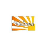 Welcome Flag Sun Rays Design 6 - 3ft x 5ft Superknit Polyester