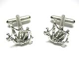 Bagpipe Cufflinks w/Gift Box: Silver Plated