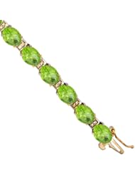 10K Yellow Gold Natural Peridot Oval Tennis Bracelet 5x7 mm stones, 7 inches
