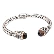 925 Silver & Smoky Quartz Fancy Drop Cuff Bracelet with 18k Gold Accents