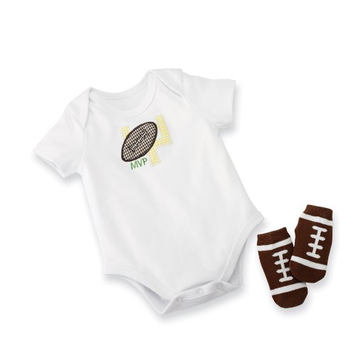Mud Pie Baby-boys Newborn All Boy Football Crawler And Sock Set, Multi Colored, 0-6 Months