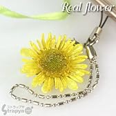 生花で作られた誕生花＊*リアルフラワー携帯ストラップ(2月/タンポポ)