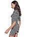 Made by Emma Basic Every Day Boat Neck Stripe 3/4 Sleeve Dress Black White S