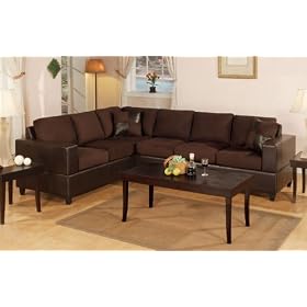 2pcs Sectional Sofa Set - Contemporary Chocolate Color