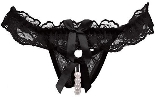 Beenice Women Sexy lace lingerie Open Crotch Thong G Strings With Pearl Massage