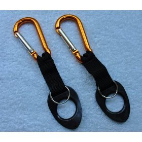 (2) Water Bottle Holders With Orange Aluminum Carabiner Attachments