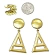 Gold Tone Double Triangle Dangle Clip-On Earrings Fashion Jewelry