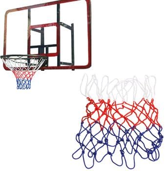 Basketball Net - 12-Loop Nylon Red/White/Blue 3mm Durable (2-Pack)