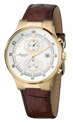 Kenneth Cole Men KC1345 Reaction Gold-Tone Brown Leather Watch