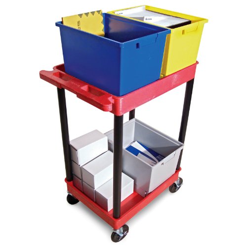 Luxor 2 Shelf Red Polyethylene Mail Cart