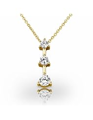 14KT Yellow Gold Classic Graduated Diamond Pendant with Three Round Brilliant Diamonds. 1 CTW