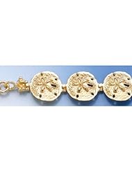 Gold Bracelet 7" Sanddollar Link High Polish