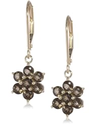 10k Yellow Gold Flower Dangle Leverback Earrings