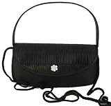 Black Satin Evening Bag with Rhinestone Accent and Optional Shoulder Strap