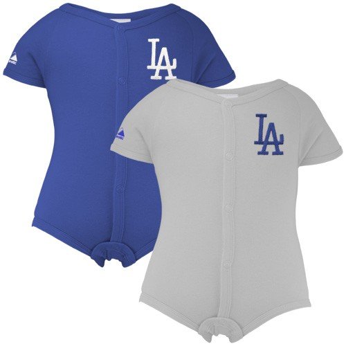 Los Angeles Dodgers Baby Twin Home and Away Creepers by Majestic - 3 to 6 Months