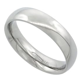 Stainless Steel 5 mm (3/16 in.) High Polish Comfort Fit Dome Wedding Band / Thumb Ring (Available in Sizes 5 to 12): Jewelry