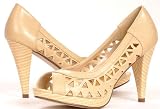 PEEP TOE Designer BEIGE Fashion Dress Pumps 10 USA