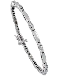 14k White Gold (4 mm wide) 7" Tennis Bracelet, w/ 30 Round Brilliant Diamonds; Total Carat Weight: 1.58; Clarity: SI; Color: H-I