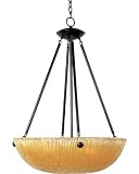 Maxim Lighting 13421AIOI Barcelona 4-Light 34-1/2-Inch Invert Bowl Pendant, Oil Rubbed Bronze Finish with Amber Ice Glass Shade