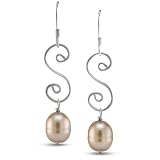 CleverEve's Cream Freshwater Pearl And Scroll Earrings