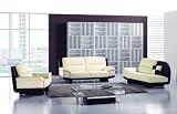 New 3pc Contemporary Leather Sectional Sofa #AM-L710-B-IVORY