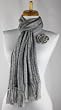 Handmade Lightweight 75% Alpaca Natural Fiber Scarf - Cottage Gray in Cable Design (Includes Matching Crocheted Coat Flower Pin)