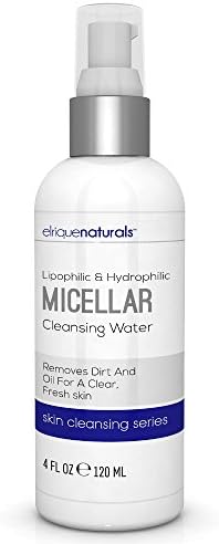Oil Free Makeup Remover Micellar Facial Cleanser - Micellar Face Wash - Large 4 OZ Value Size - Elrique Naturals Micellar Water