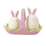 Grasslands Road Easter 2-1/2-Inch by 4-1/4-Inch by 2-1/2-Inch Bunny Salt And Pepper Set with Basket Caddy