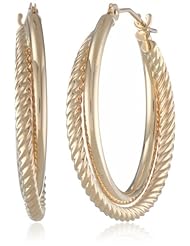 Duragold 14k Yellow Gold Left and Right Polished Spiral Hoop Earrings