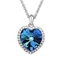 Collier Titanic Le Coeur de l'Oc�an Cristal Swarovski et cha�ne en Plaqu� Or blanc 18 carats - Bleu Oc�an
