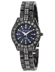 Armitron Womens 75/5053JMTI Swarovski Crystals Accented Round Black Ion-Plated Bracelet Watch