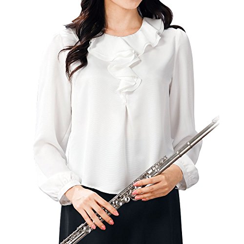 白フリルブラウス ラッフルカラーTSS1780-1-3315