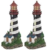 1 Pair 2 Solar Powered Garden Lighthouse Light House Lamp Light