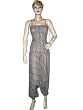 Harem Baggy Smock Waist Jumpin Suit Cool Gray Striped Yoga Dress