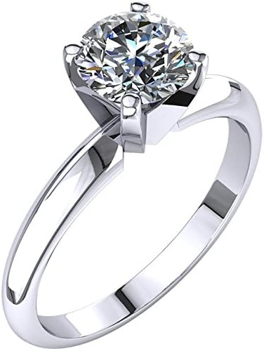 Certified Classic Four Prong Solitaire 1.0Ct. Diamond Engagement Ring (Select Express Shipping for the Christmas Delivery)