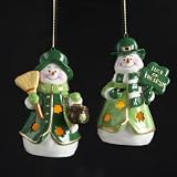 Club Pack of 12 Luck of the Irish Lighted LED Snowman Christmas Ornaments 3.5'