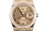 Brand New Rolex Mens Yellow Gold President Champagne Dial Fluted Bezel