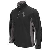 MLB Men's Chicago White Sox Fast Athletic Long Sleeve 1/4 Zip Micro Chiller Fleece, Black/Storm Gray, Small