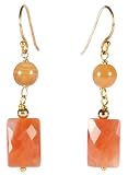 Gold Plated Sterling Silver Orange Chalcedony with Botswana Agate Earrings