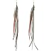 Trendy 10" Long Brown Feather and Suede Earrings BoHo Chic