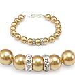 Genuine Swarovski Crystal Pearl Bracelet with Rondelle - Gold (8mm)