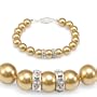 Genuine Swarovski Crystal Pearl Bracelet with Rondelle - Gold (8mm)