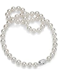 14k White Gold 8.5-9mm White Saltwater Akoya Pearl Necklace 18" Length